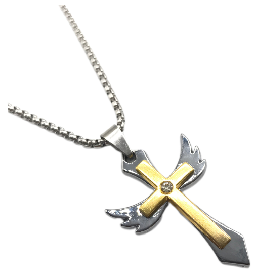 Collar con Colgante de Cruz Ángel de Dios (Una Pieza)